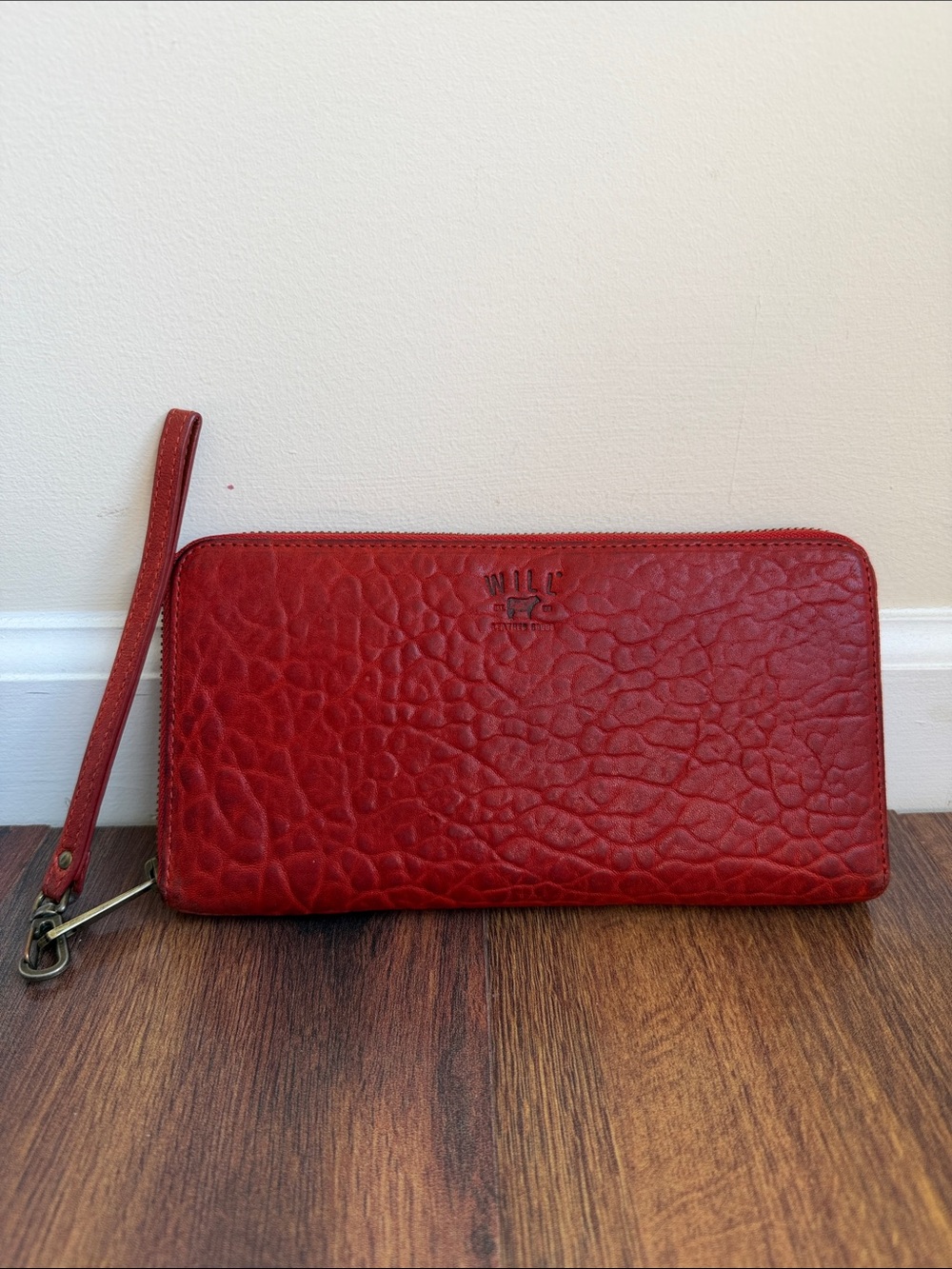 Will Leather Goods Imogene Pebble Leather Large Zip Around Wallet Check Book